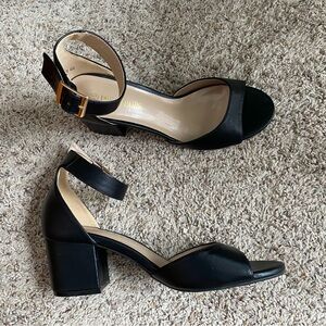 Dream Pairs Chunkle Womens Size 9.5 Black Block 2.5" Heel Pump Sandals Shoes